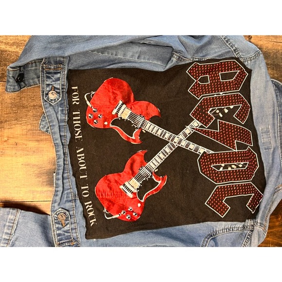 Upcycled ACDC Jean Jacket Size Small - Picture 3 of 5